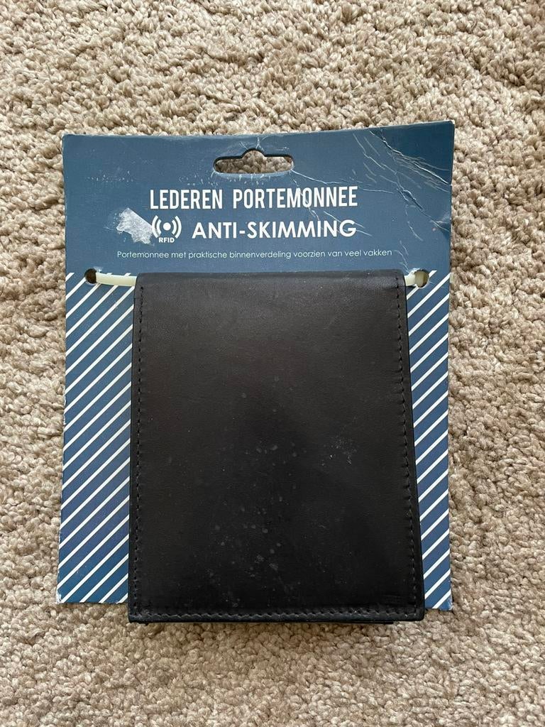 Lederen Portemonnee Anti-Skimming Nieuw., Verzenden, Nieuw, Zwart, Leer