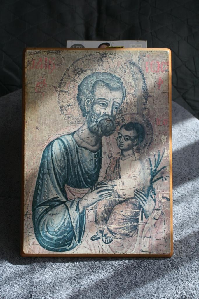 Mooie oude ICOON OP HOUT, Ophalen of Verzenden