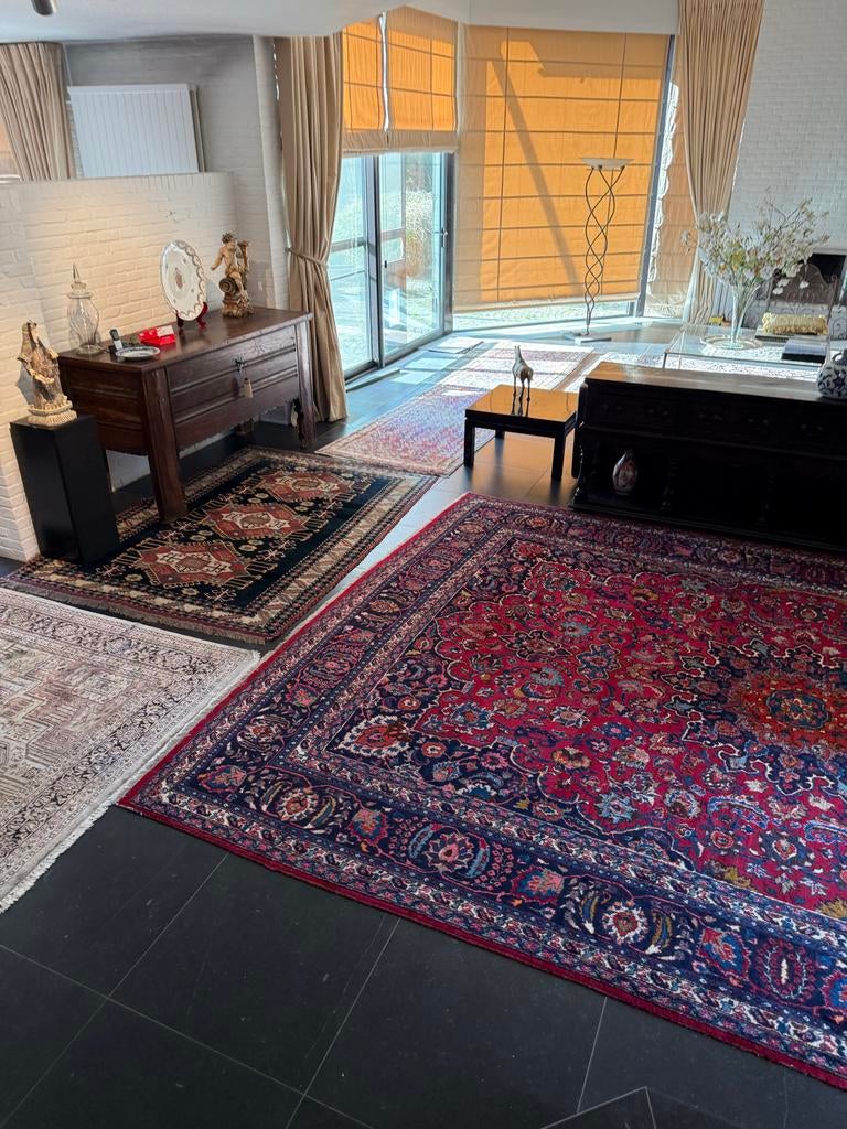 10 tapijten Blauw met rood tapijt persian, Gebruikt, 100 tot 150 cm, Blauw, Ophalen of Verzenden