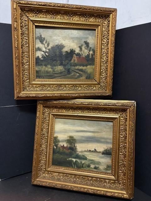 2 Schilderijen van H.Ros, Antiek en Kunst, Kunst | Schilderijen | Klassiek, Ophalen of Verzenden