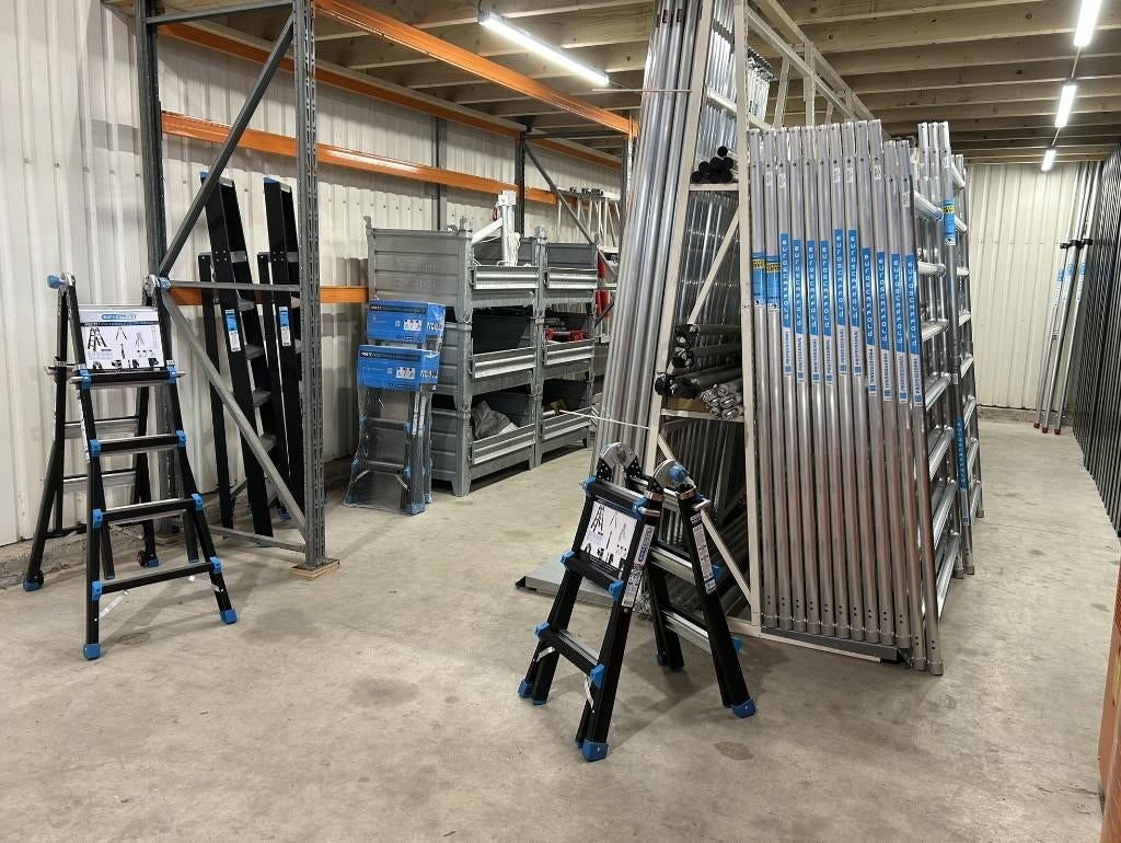 Euroscaffold aluminium rolsteiger en onderdelen uit voorraad, Doe-het-zelf en Verbouw, Steigers, Ophalen, Nieuw, Rolsteiger of Kamersteiger