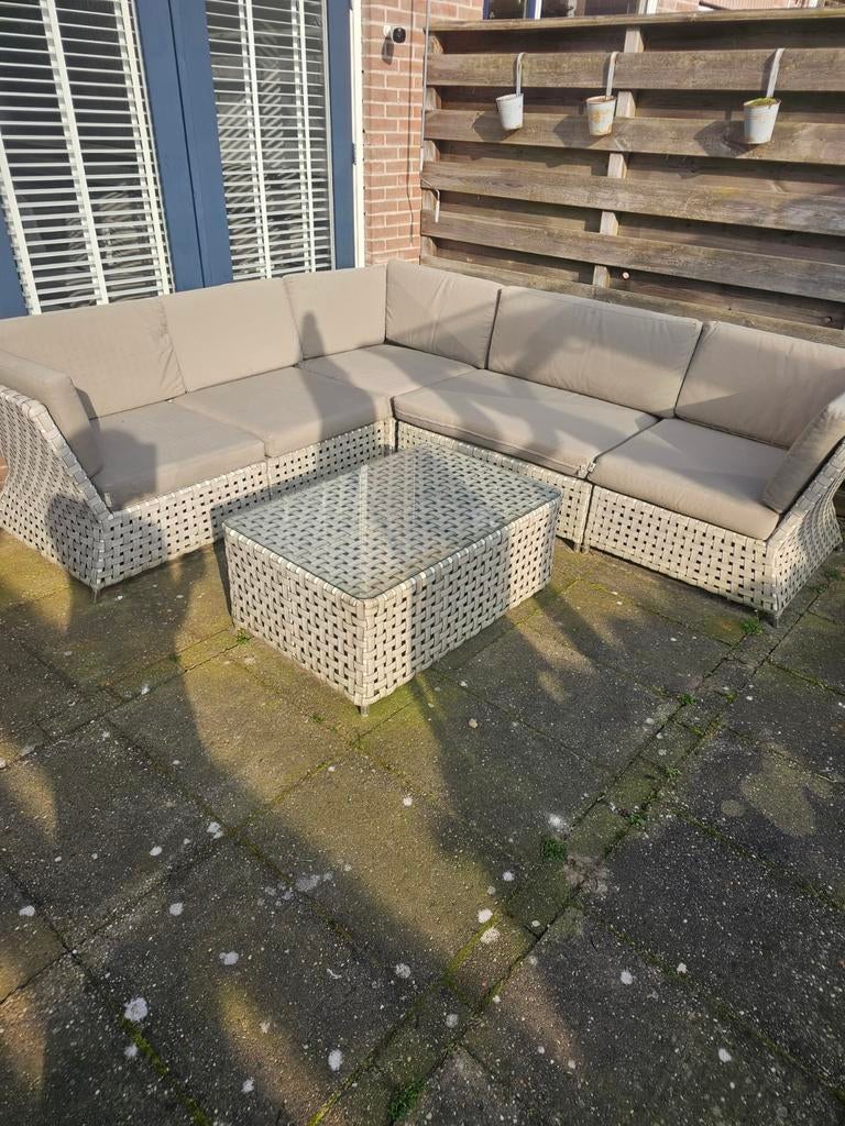 Apple Bee loungeset hoekopstelling met tafel, Tuin en Terras, Tuinsets en Loungesets, 5 zitplaatsen, Gebruikt, Bank, Ophalen of Verzenden