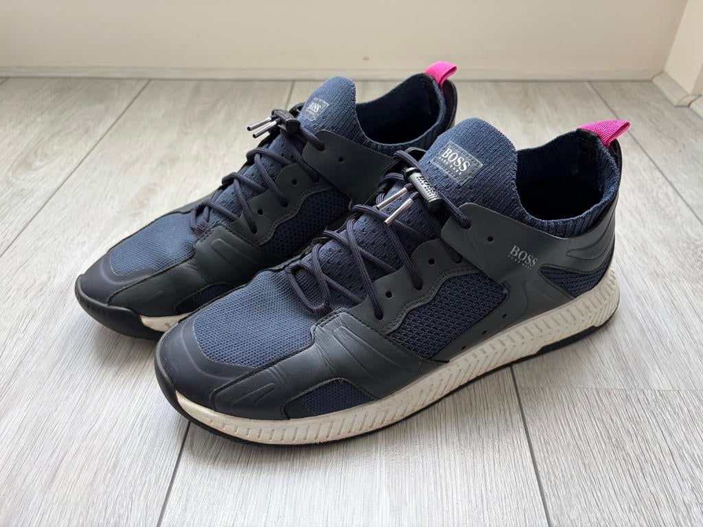 Donkerblauwe Hugo Boss sneakers maat 44, Kleding | Heren, Ophalen of Verzenden, Gedragen, Blauw, Sneakers of Gympen