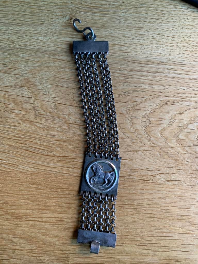 Antieke zilveren chatelaine of horlogeketting, Ophalen of Verzenden, Zilver