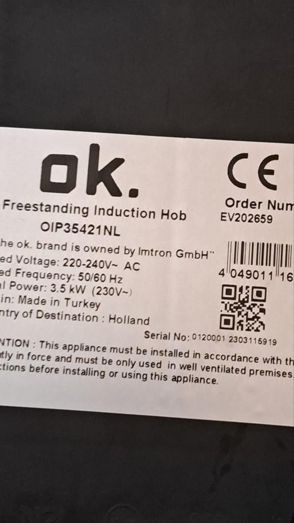 Inductie kookplaat vrijstaand, Witgoed en Apparatuur, Kookplaten, Zo goed als nieuw, Inductie, Vrijstaand, 4 kookzones