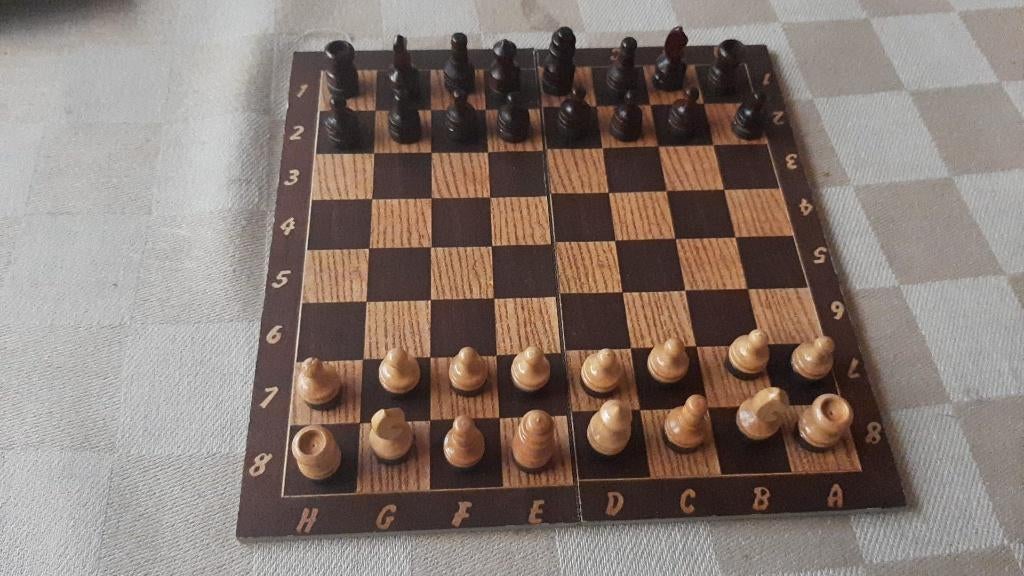 bordspel schaakbord met leren buidel 15 bij 15 cm, Een of twee spelers, Ophalen of Verzenden, Nieuw