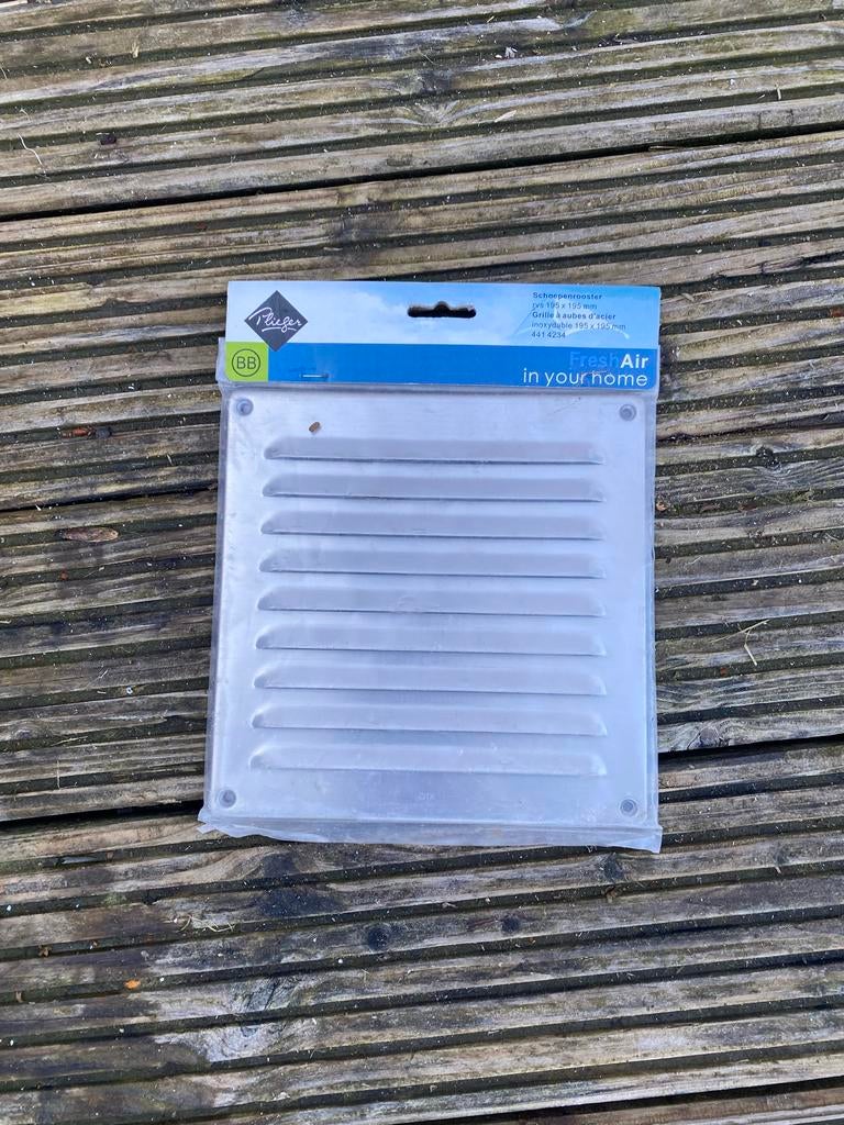 Schoepenrooster RVS 195x195mm - Ventilatie Openhaard, Ophalen of Verzenden, Nieuw, Ventilator