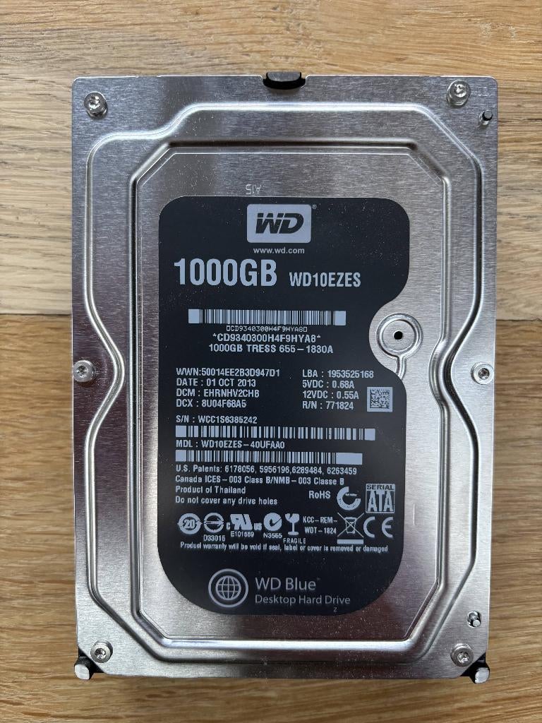 1 Tb harddisk WD10EZES, Computers en Software, Harde schijven, Intern, Gebruikt, 1 Tb, Desktop