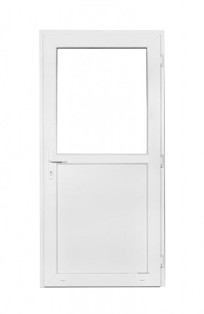 Buitendeur 1/2 glas basic b90 x h190 RAL 9016, Doe-het-zelf en Verbouw, Deuren en Horren, Niet ingevuld, Kunststof, 80 tot 100 cm