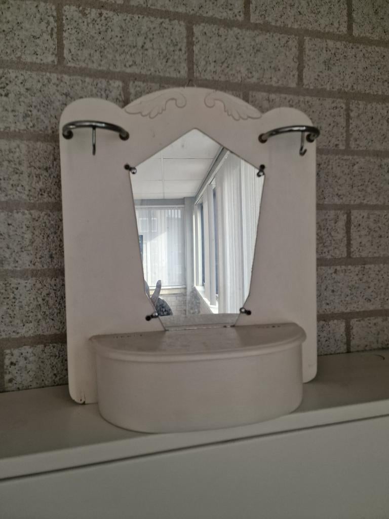 Oud houten ophang kastje spiegel, Ophalen of Verzenden