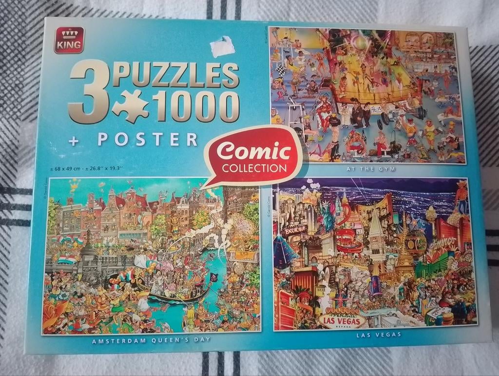 King 3 puzzels 1000 stukjes + poster Comic Collection, Ophalen of Verzenden, 500 t/m 1500 stukjes