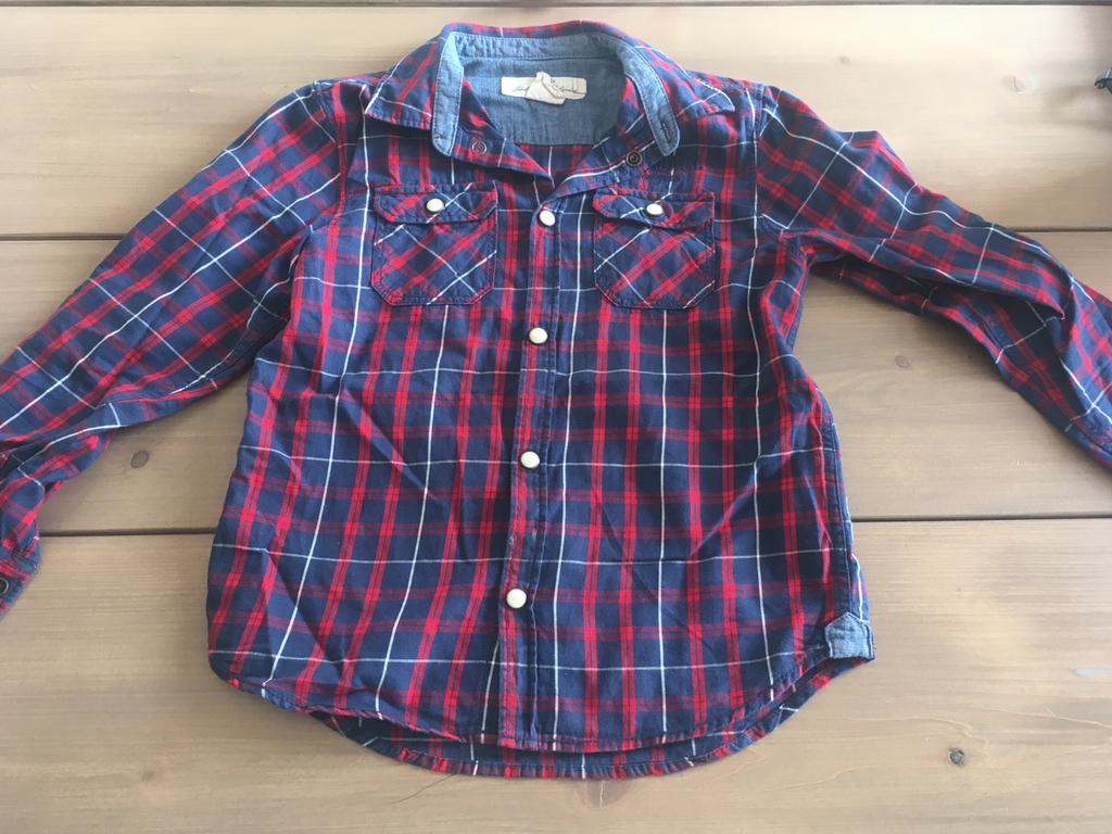 Blouse rood blauw geruit 116 ruitjes blousje shirt geblokt, Kinderen en Baby's, Verzenden, Zo goed als nieuw, Jongen, Overhemd of Blouse
