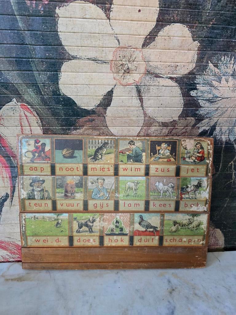 Oud leesplankje aap noot mies, Ophalen of Verzenden