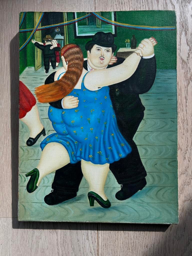 Copy van schilderij ‘Dansens paar’ van Fernando Botero, Ophalen of Verzenden
