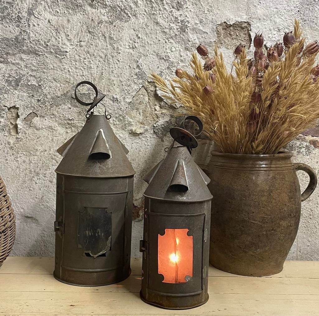 Brocante oude Franse lantaarn / lantaarntje, Ophalen of Verzenden