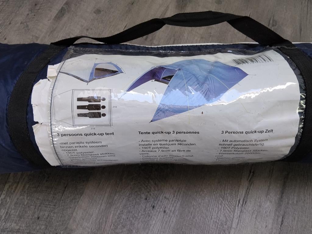 Quick-up pop-up tent 3 personen - Snel op te zetten!, Caravans en Kamperen, Tenten, Ophalen of Verzenden, Gebruikt, Tot en met 3