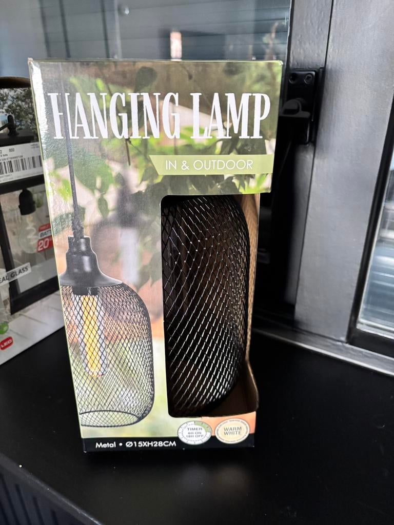 Zwarte hanglamp op batterijen - ideaal voor voortent!, Ophalen of Verzenden, Zo goed als nieuw, Kunststof, Minder dan 50 cm