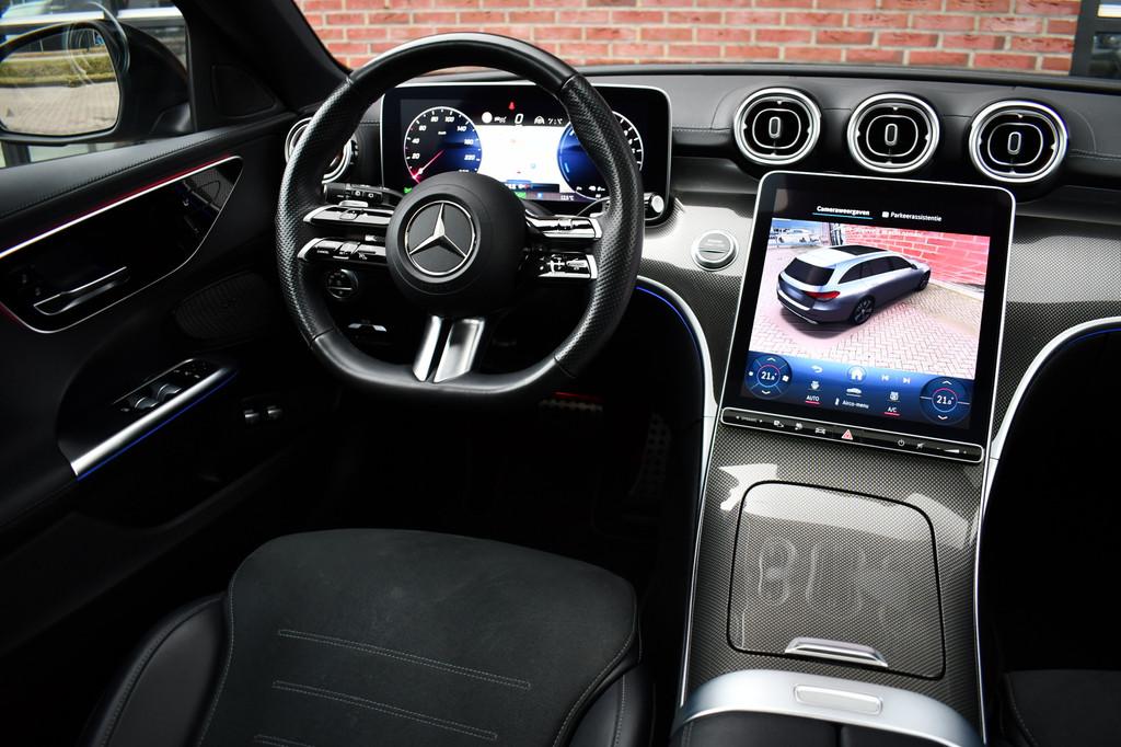 Mercedes-Benz C-Klasse Estate 300 e AMG Line Pano Trekh Dist, Auto's, Automaat, 12 maanden, Achterwielaandrijving, Zwart