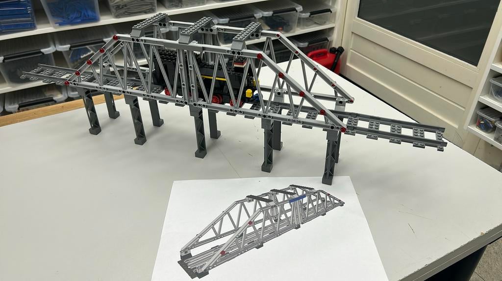 SB2854 Lego trein brug 9v R. C. + tekening + 6 spoordelen, Ophalen of Verzenden, Zo goed als nieuw