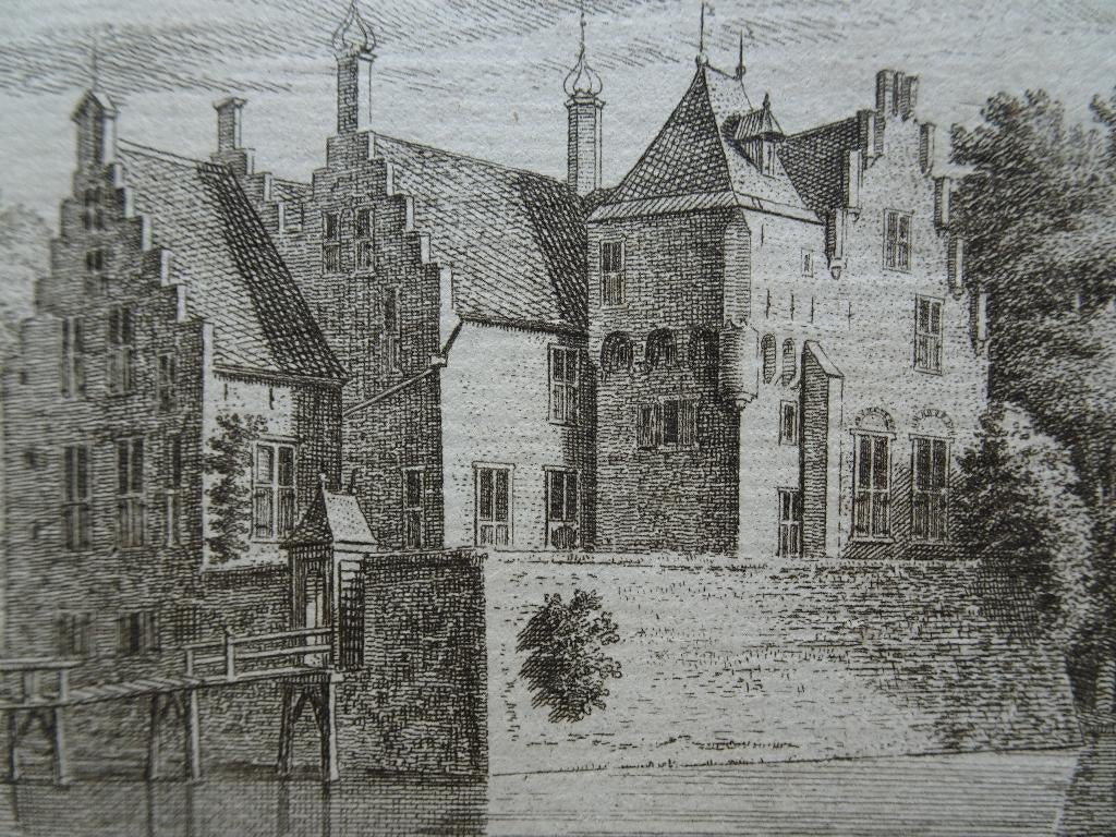 Gravure Het slot ter Lips onder Voorschoten 1739. Spilman, Antiek en Kunst, Kunst | Etsen en Gravures, Verzenden