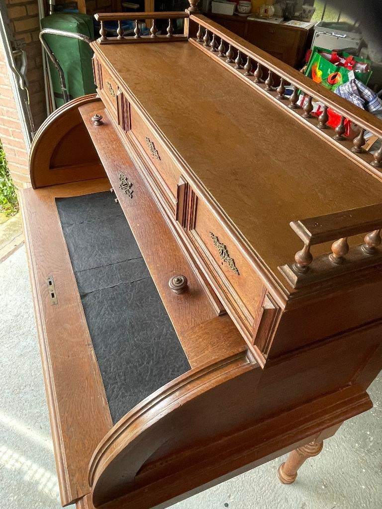 Antiek rolluiken bureau, eiken., Ophalen, Gebruikt