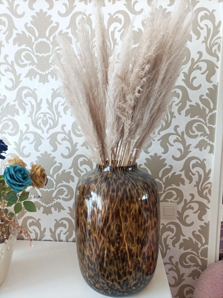 Mooie vaas met cheetah print, Ophalen, Overige kleuren, Minder dan 50 cm, Glas