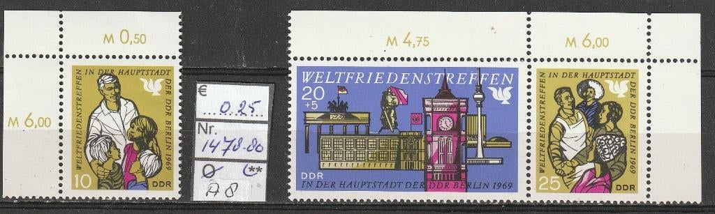 DDR Weltfriedenstreffen Michel 1478-80 Nr.A8p, Verzenden, DDR, Postfris