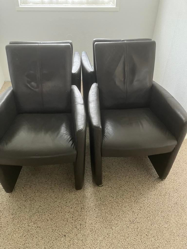 Eetkamer stoelen, Gebruikt, Minder dan 75 cm, Leer, Ophalen of Verzenden