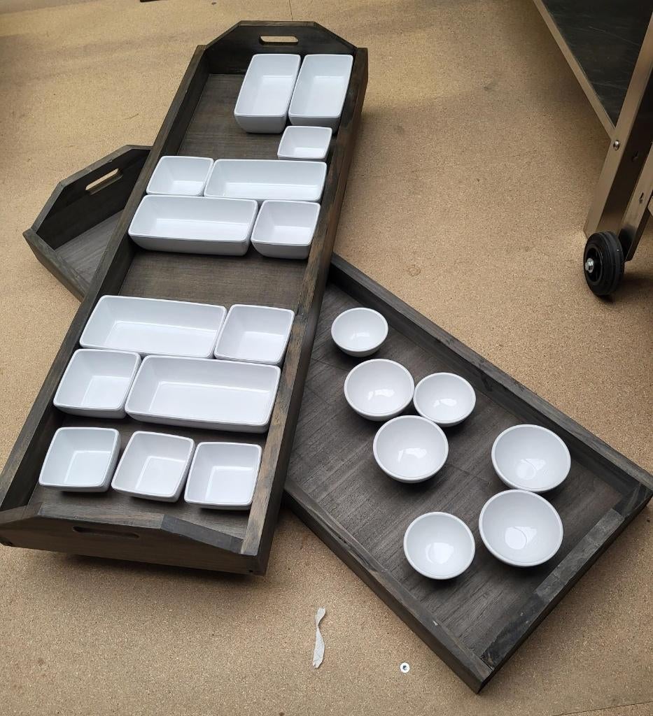 Houten tapasplank broodplank kaasplank dienblad tapas (10x), Ophalen, Zo goed als nieuw, Rechthoekig, Hout