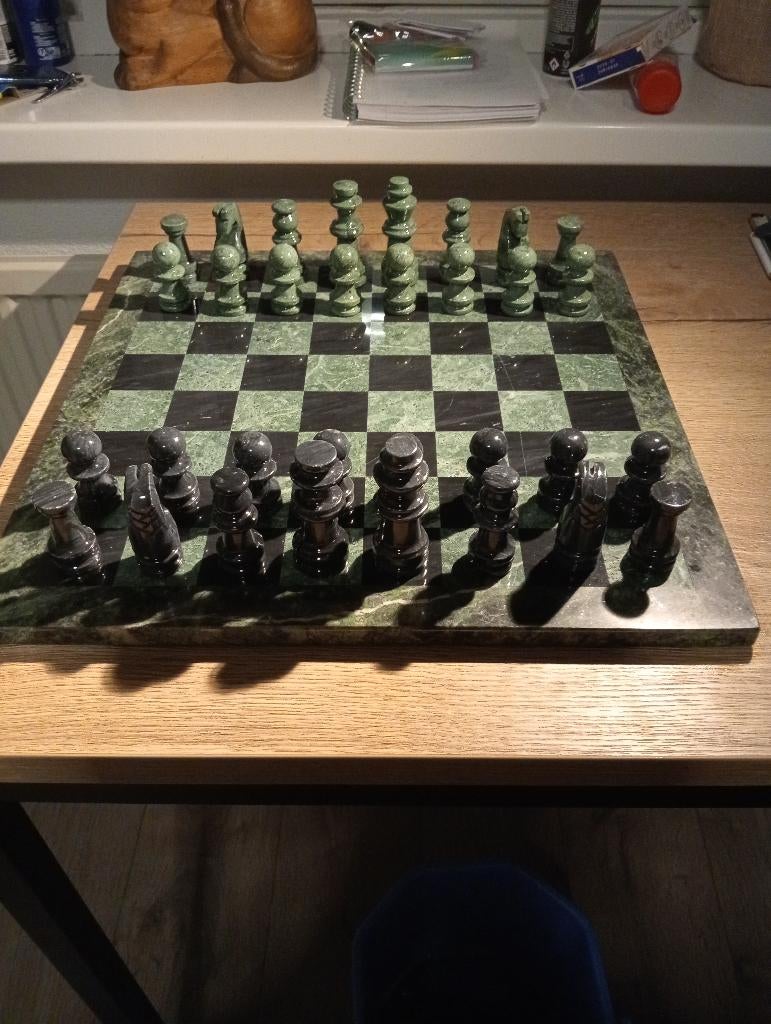 Marmeren schaakspel – luxe set, Ophalen of Verzenden, Nieuw