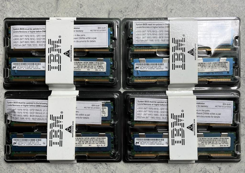4 stuks IBM 46C7420 8GB (2 X 4GB) DDR2 ECC FBDIMM, Computers en Software, RAM geheugen, Server, Nieuw, Ophalen of Verzenden, DDR2