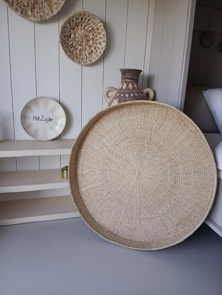 Grote decoratieve rotan schaal voor tafel of muur, Huis en Inrichting, Woonaccessoires | Schalen en Manden, Gebruikt, Schaal, Rond
