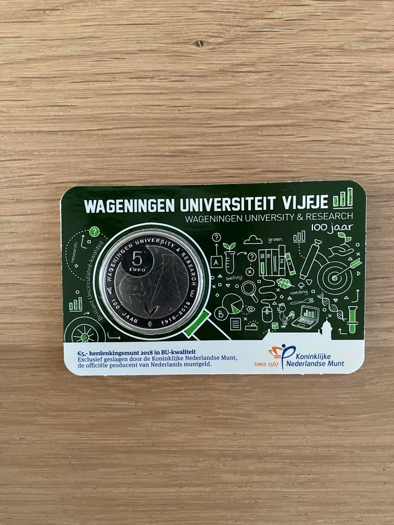 Wageningen Universiteit Vijfje 2018 (BU-kwaliteit), Postzegels en Munten, Munten | Nederland, Koningin Beatrix, Zilver, Euro's