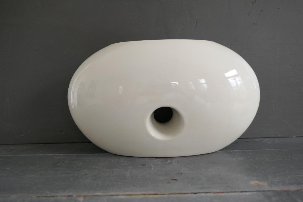 Retro ASA aparte vaas met gat gebroken wit, Verzenden