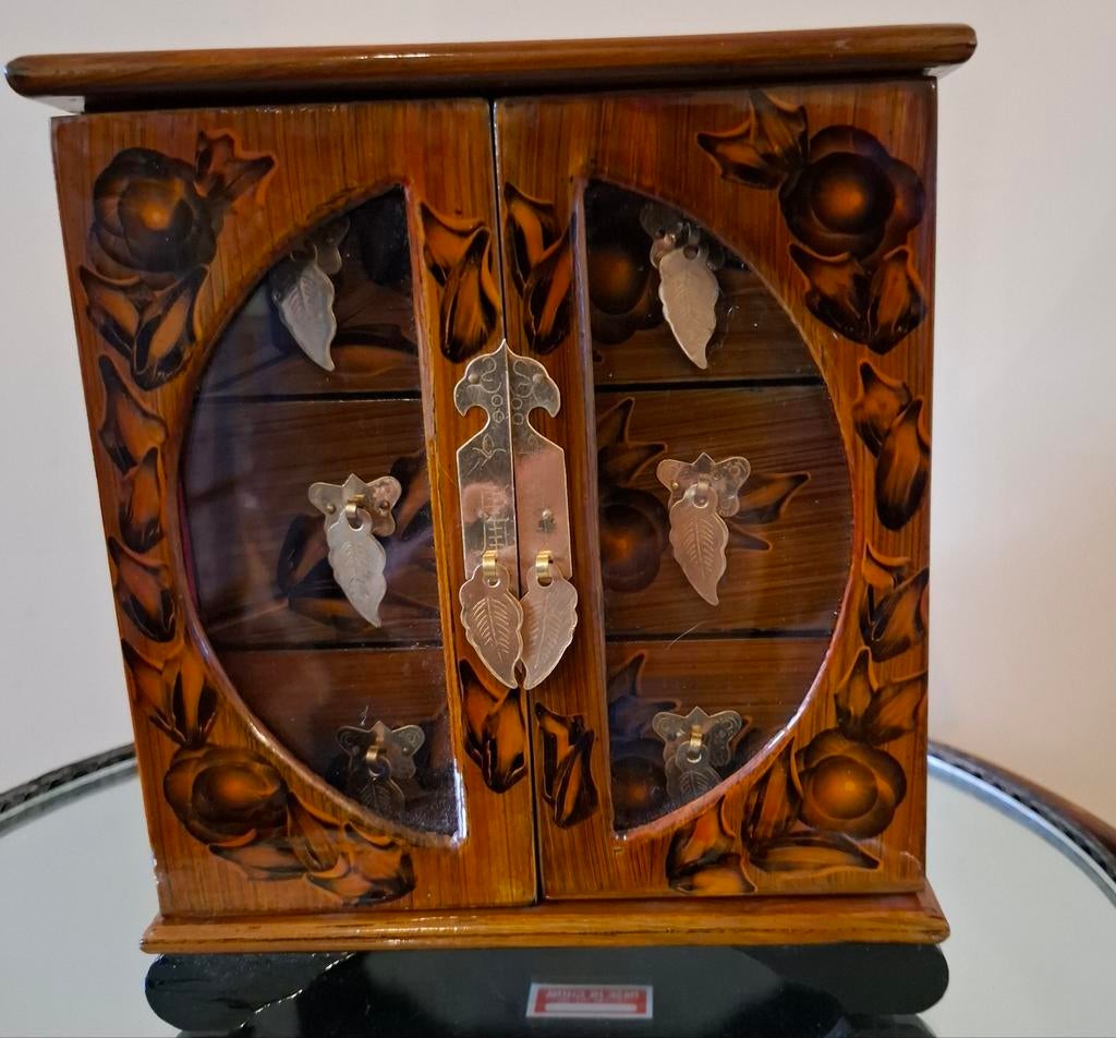 Chinees Juwelenkastje met 3 Lades - 20x17 cm, Antiek en Kunst, Ophalen of Verzenden