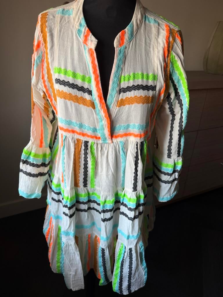 Schitterende Devotion Twins jurk met kleurrijke borduursels, Maat 38/40 (M), Overige kleuren, Ophalen of Verzenden, Zo goed als nieuw