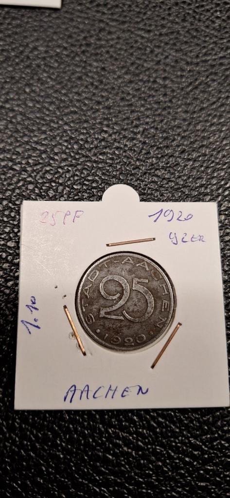 Duits notgeld 25 pf 1920 Aachen ijzer, Ophalen of Verzenden, Duitsland