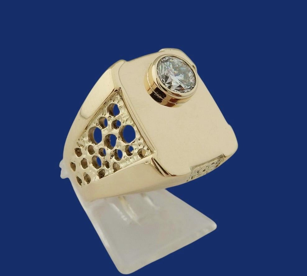 Zware 18 karaat Gouden Ring Herenring 0.75 crt Diamant, Jw, Verzenden, Heer, Nieuw
