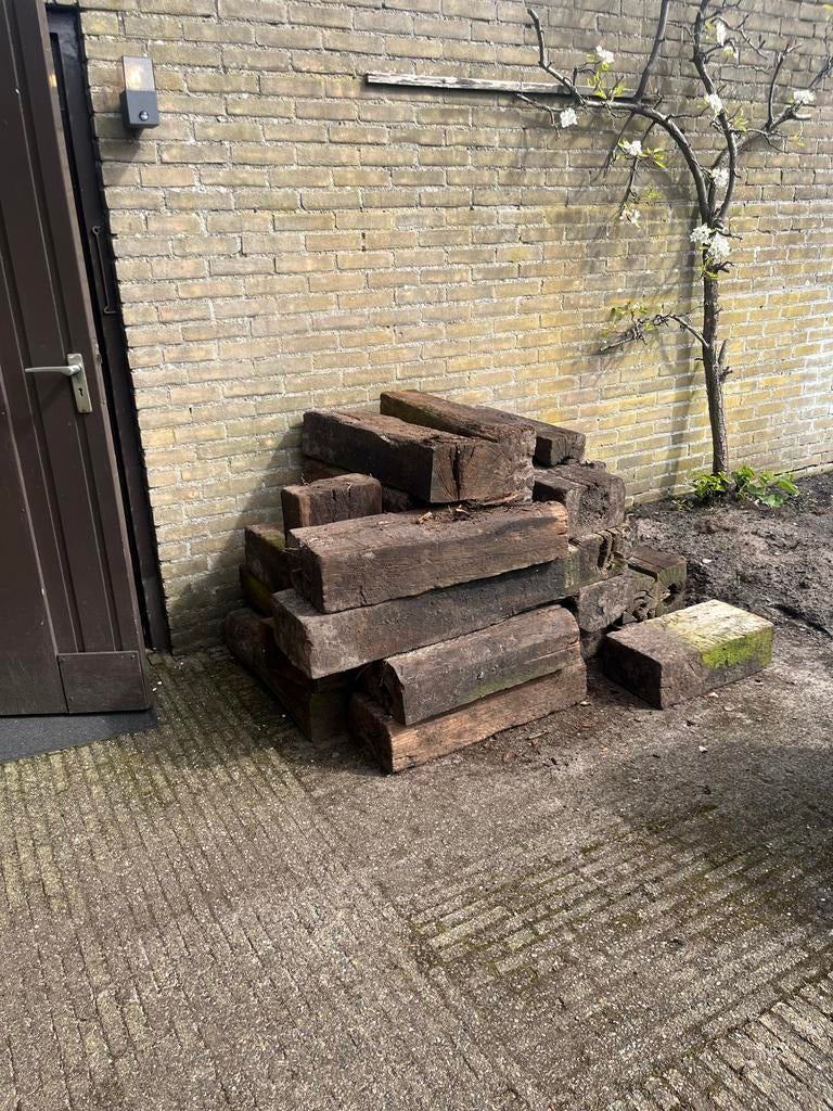 Gebruikte spoorbielzen voor tuin of decoratie, Ophalen, Overige materialen, Gebruikt, Overige typen