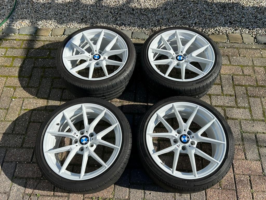BMW 763M 19 inch Alpine weiss + banden, Gebruikt, 255 mm, Band(en), Personenwagen