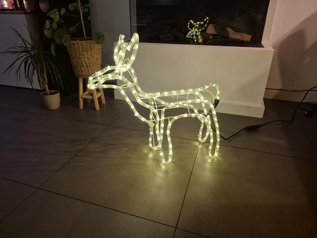 Leuk rendier kerstfiguur met buitenverlichting, Ophalen, Kunststof, Kerst, Zo goed als nieuw