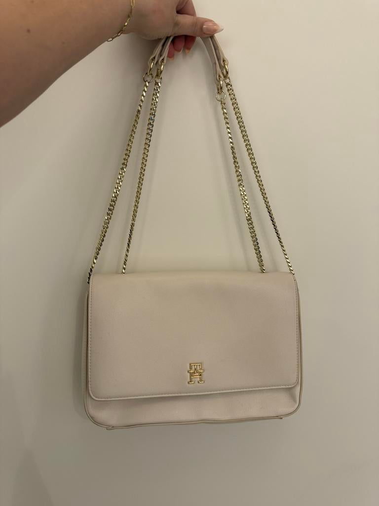 Tommy Hilfiger tas beige creme, Ophalen of Verzenden, Zo goed als nieuw, Zwart, Handtas