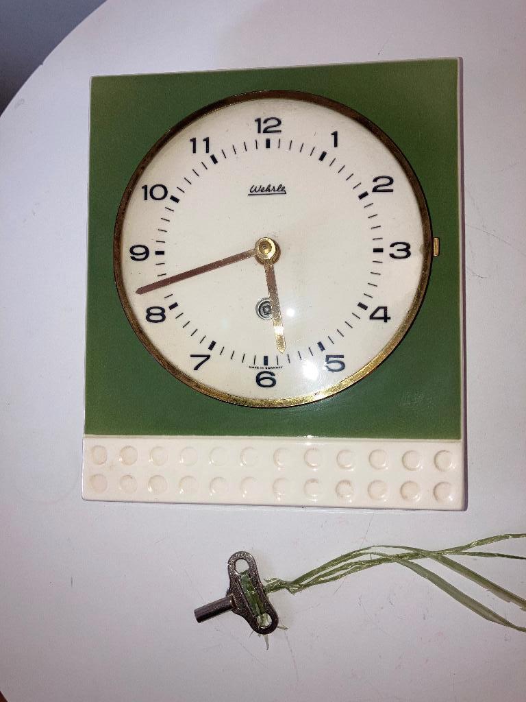 Vintage keramiek Wehrle wandklok, Ophalen of Verzenden, Analoog, Wandklok