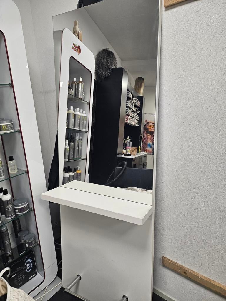 Kaptafel kapsalon spiegel salon, Huis en Inrichting, Ophalen, Zo goed als nieuw, Rechthoekig, 200 cm of meer