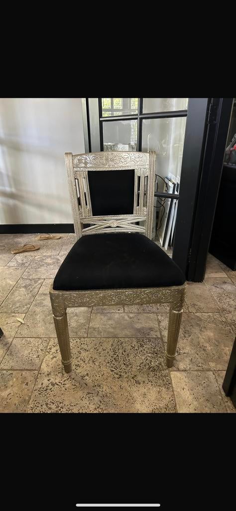 4 stoelen BAROK stijl, Ophalen, Zwart, Vier, Stof
