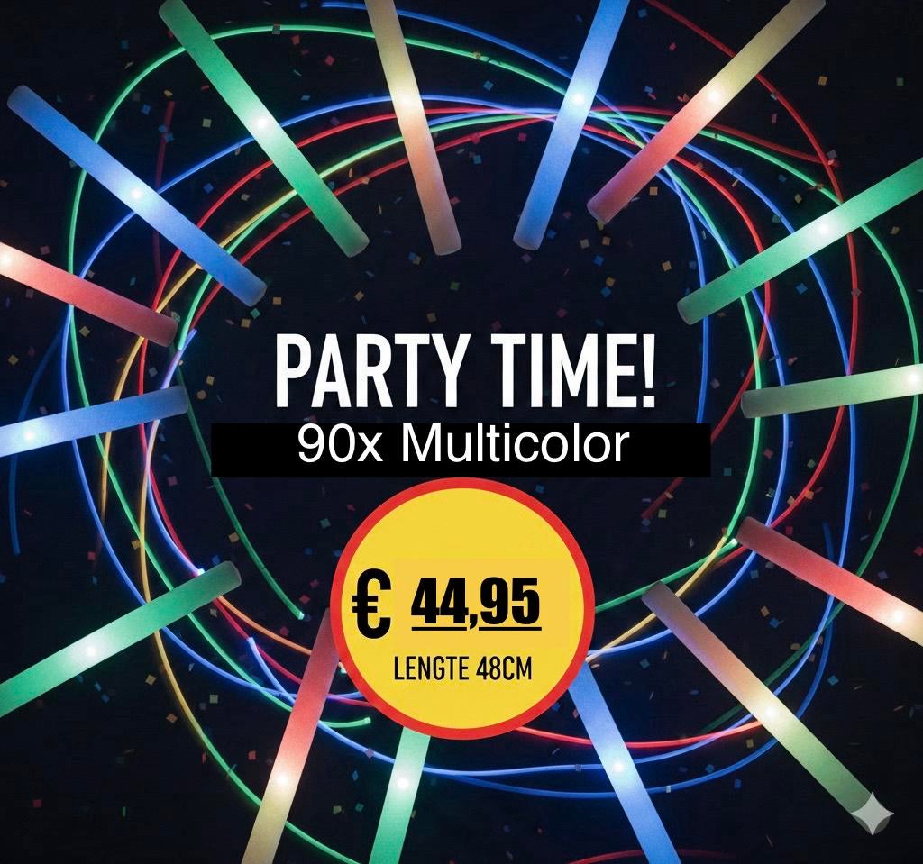 90X Led Foam Stick multicolor 48cm, Verzenden, Nieuw, Feestartikel, Carnaval
