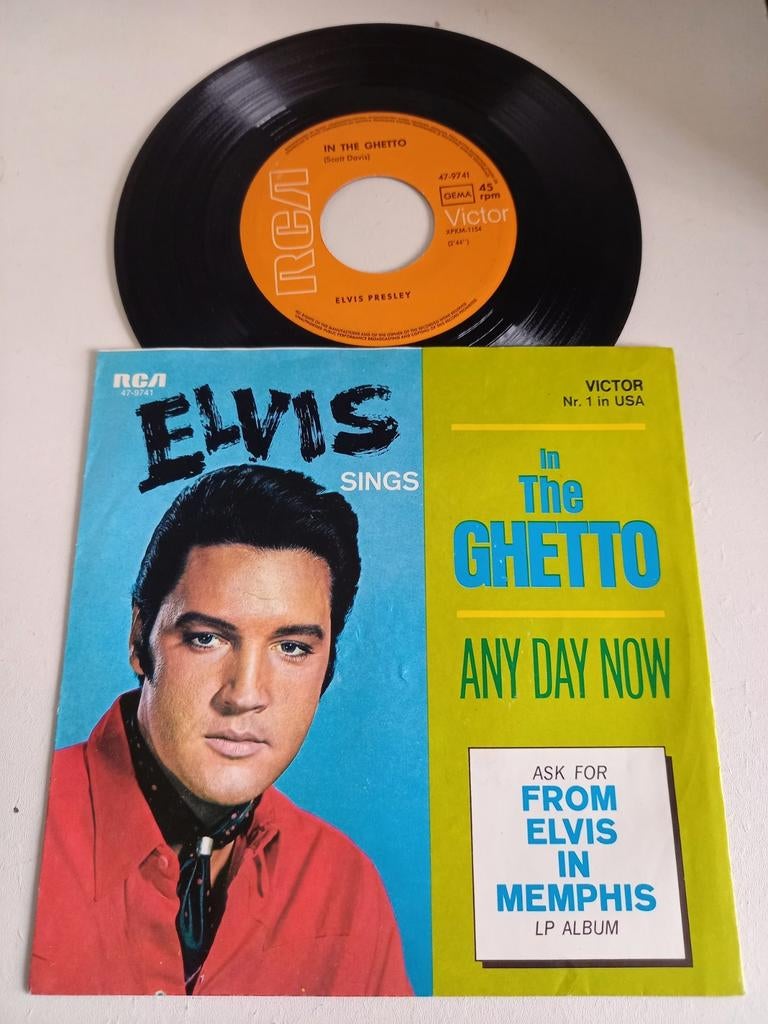 Elvis Presley - In The Ghetto / Any Day Now - Single, Cd's en Dvd's, Vinyl Singles, Gebruikt, 7 inch, Single, Ophalen of Verzenden