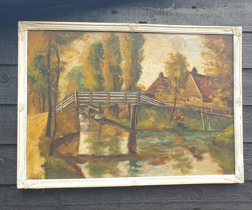 Schilderij Giethoorn Alie Steenbergen schooljuf te Giethoorn, Antiek en Kunst, Ophalen of Verzenden