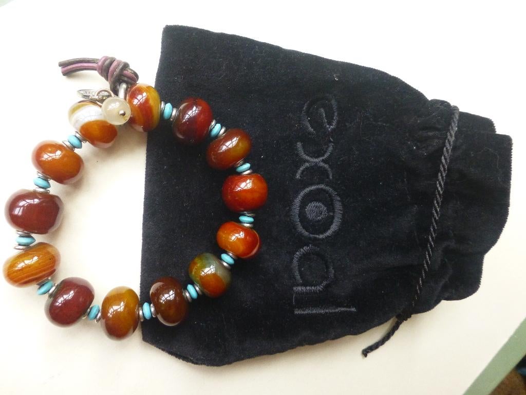 EXOAL Armband grote Kralen Agaat in Cadeauzakje, Overige materialen, Met bedels of kralen, Overige kleuren, Verzenden