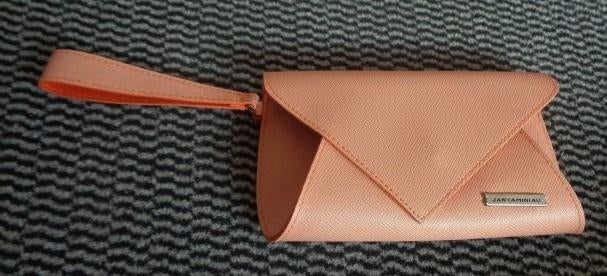 Jan Taminiau KLM tasje, clutch, toilettas oranje, zalmrose, Ophalen of Verzenden, Zo goed als nieuw, Oranje, Avondtasje